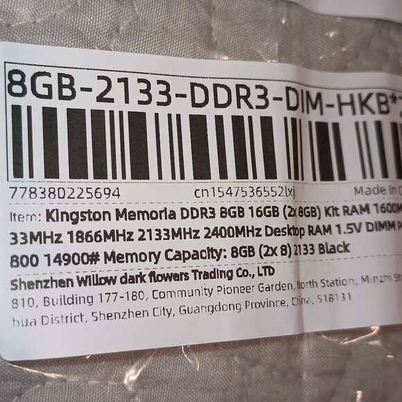 NEW Kingston HyperX Fury 8GB(X2) DDR3 17000 CL11 HX321C11SR/8 Memory Ram Module - Picture 4 of 5
